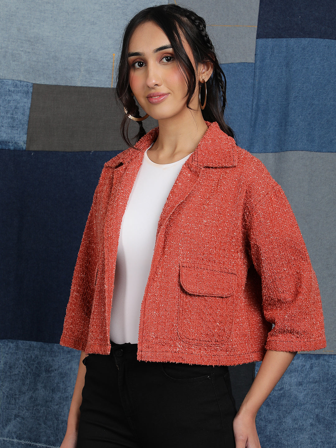 Rust Denim Crop Shirt