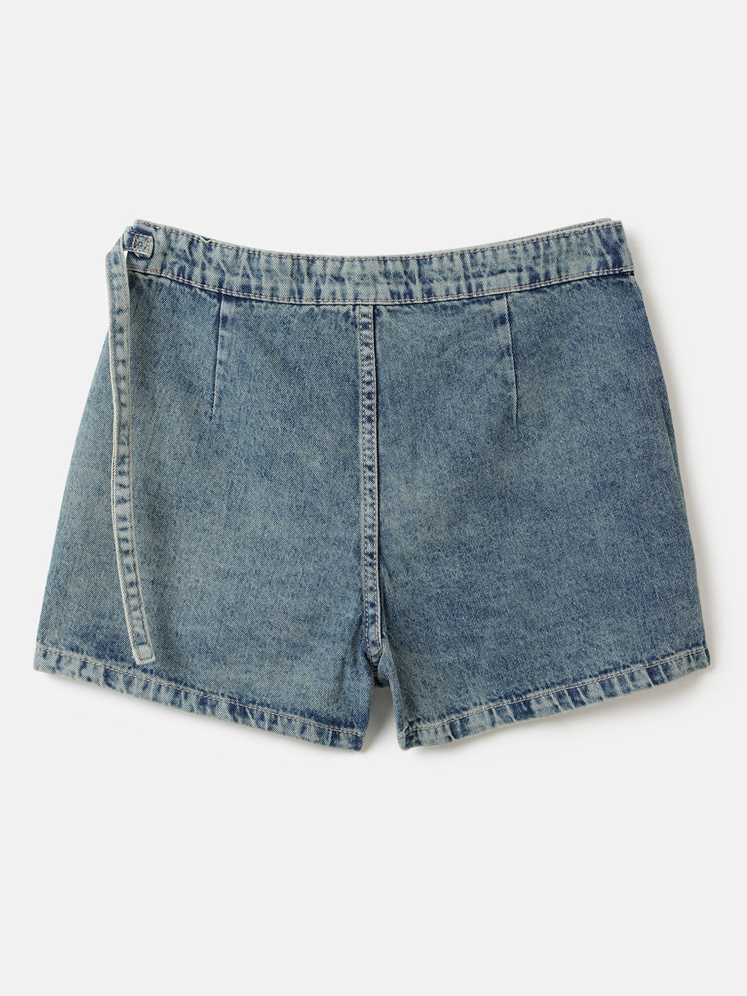Blue Denim Wrap Mini Skorts