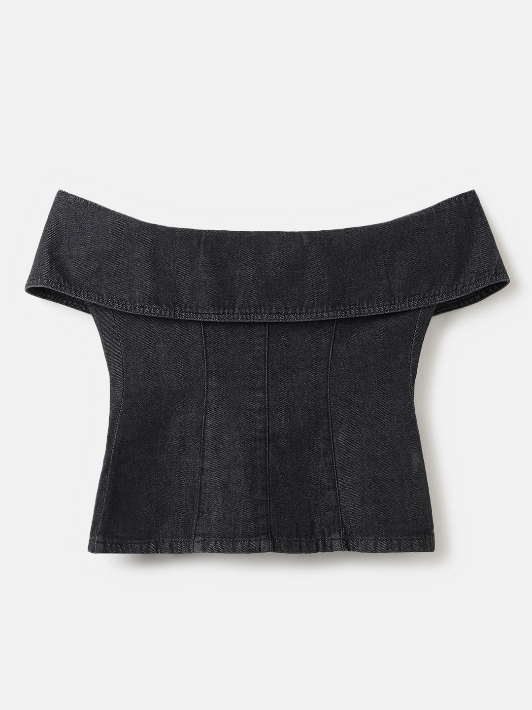 Black Denim Corset Crop Top