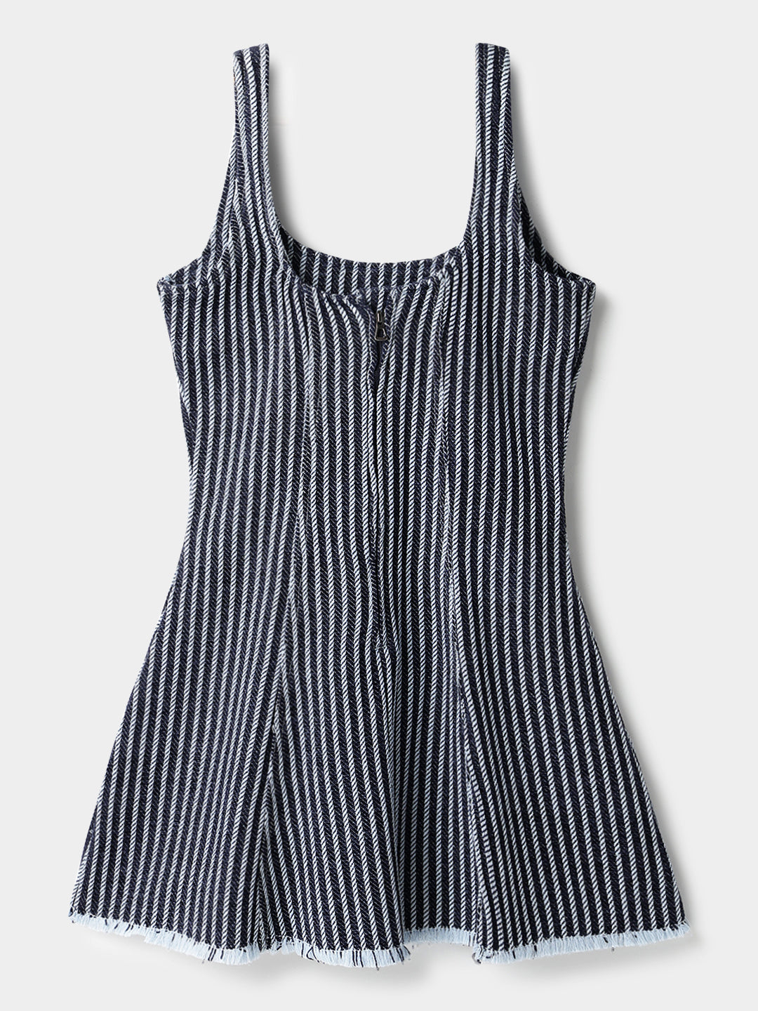 Blue Denim Striped Mini Dress