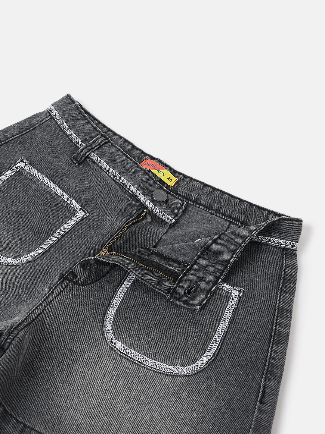 Grey Regular Fit Denim Washed Shorts