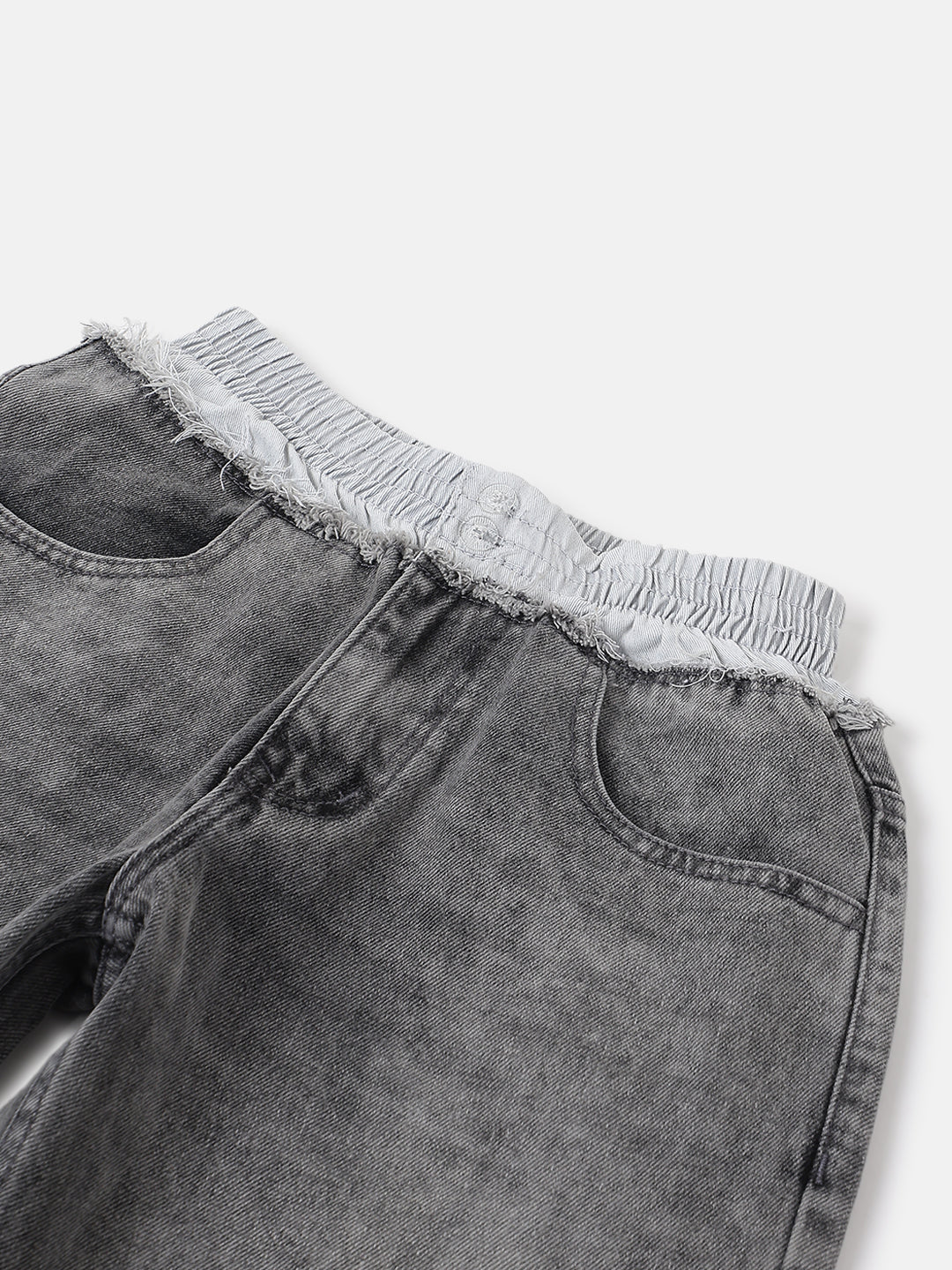 Grey Baggy Fit Denim Washed Jeans