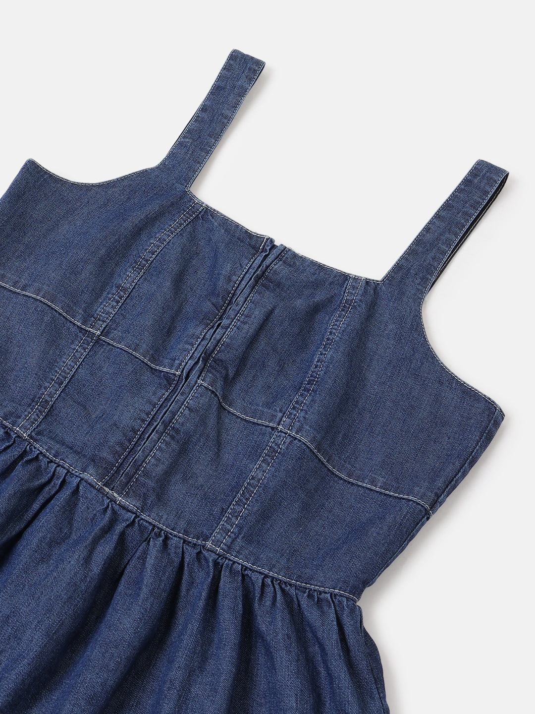 Dark Blue Corset Fit Denim Maxi Dress