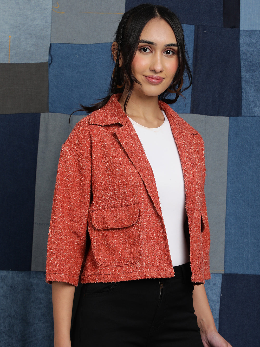 Rust Denim Crop Shirt
