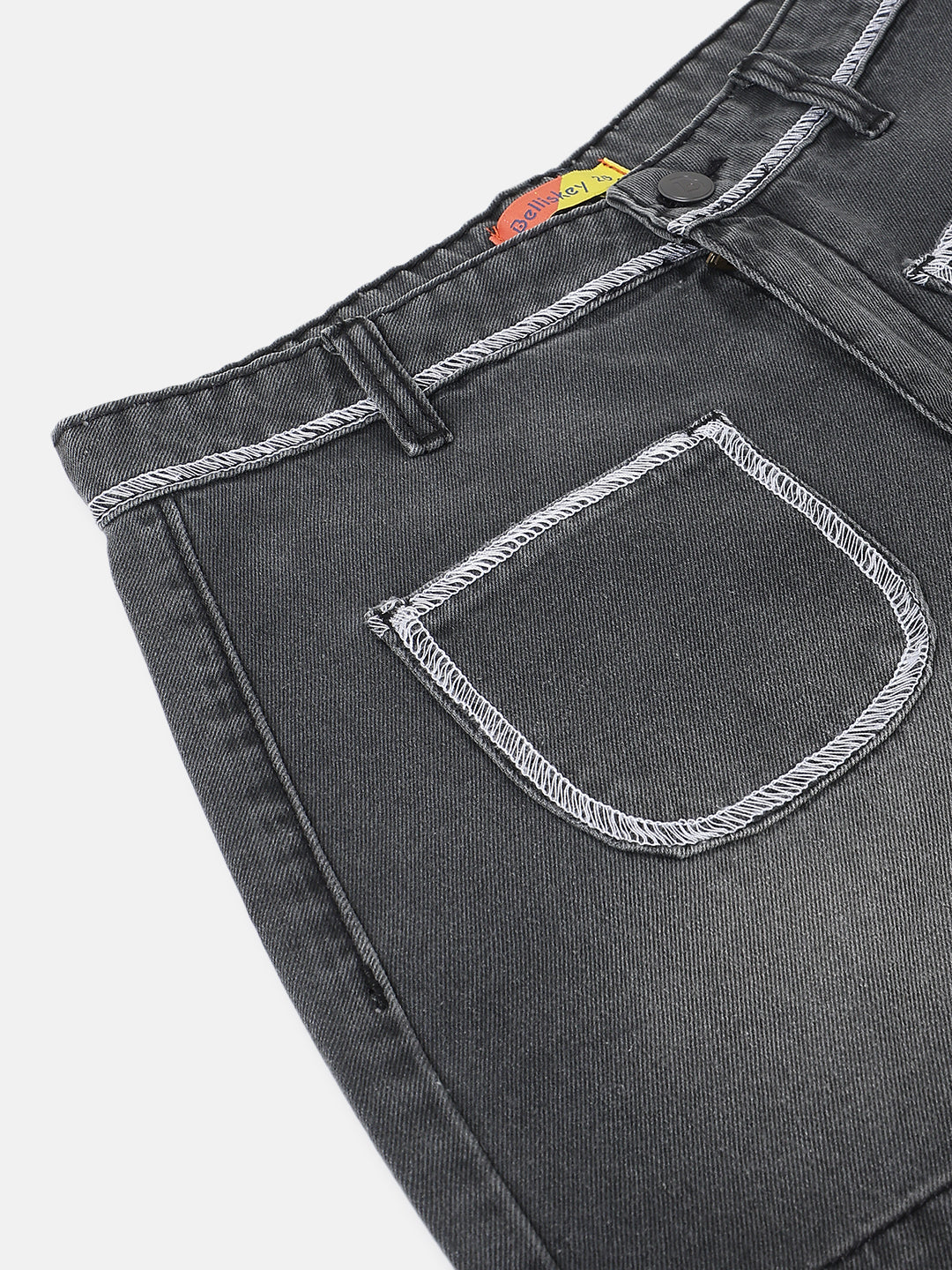 Grey Regular Fit Denim Washed Shorts