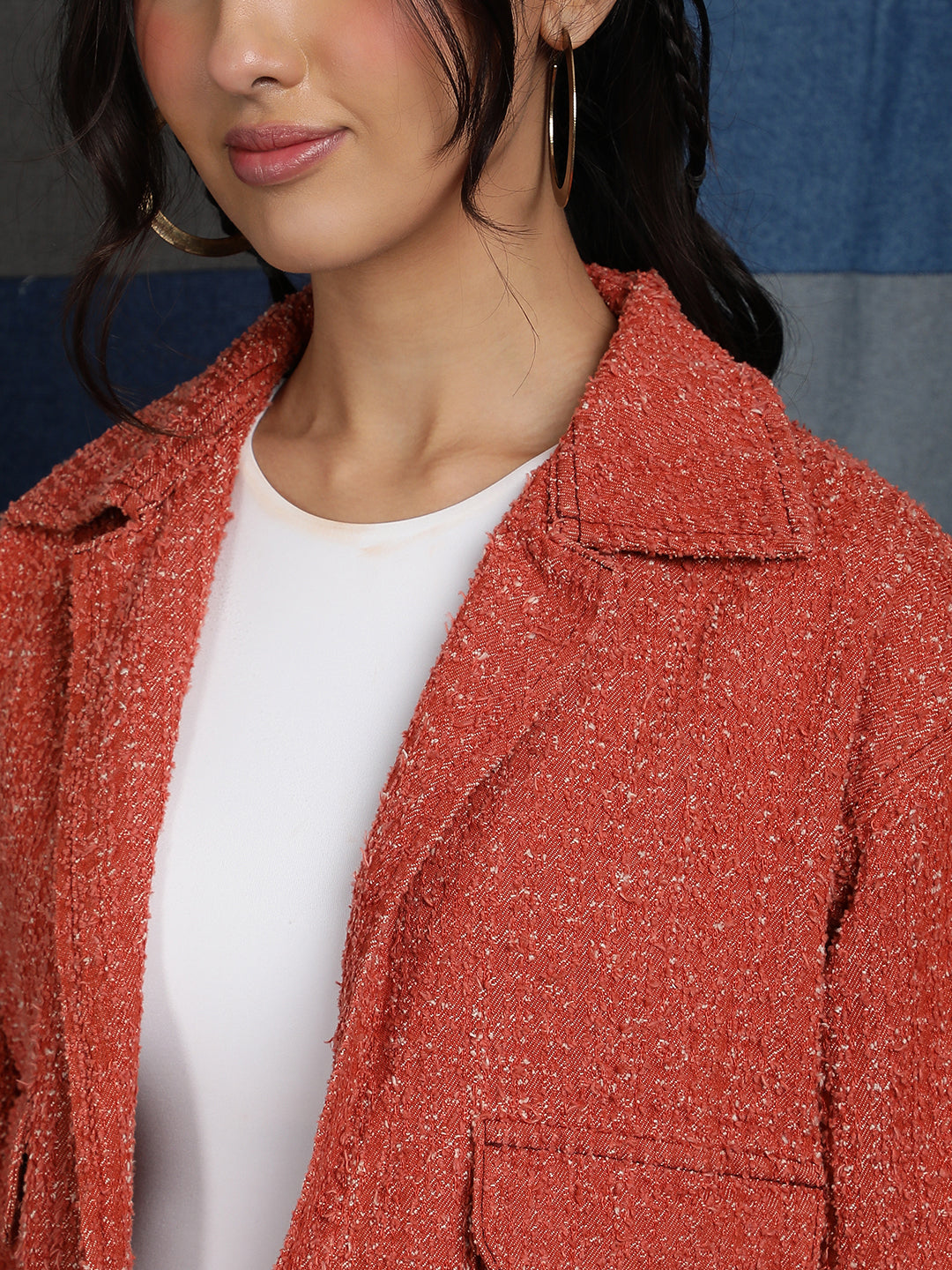 Rust Denim Crop Shirt