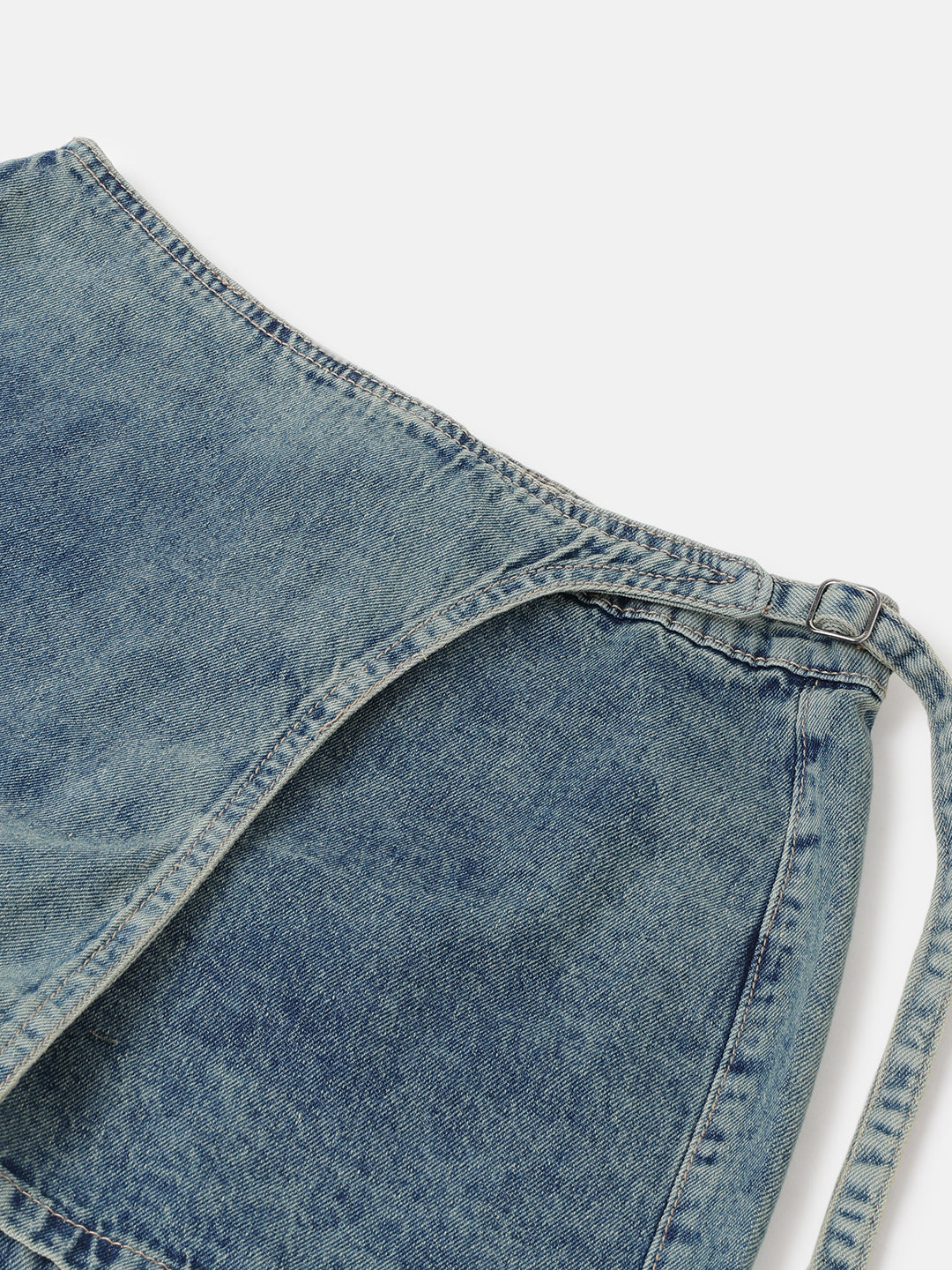Blue Denim Wrap Mini Skorts
