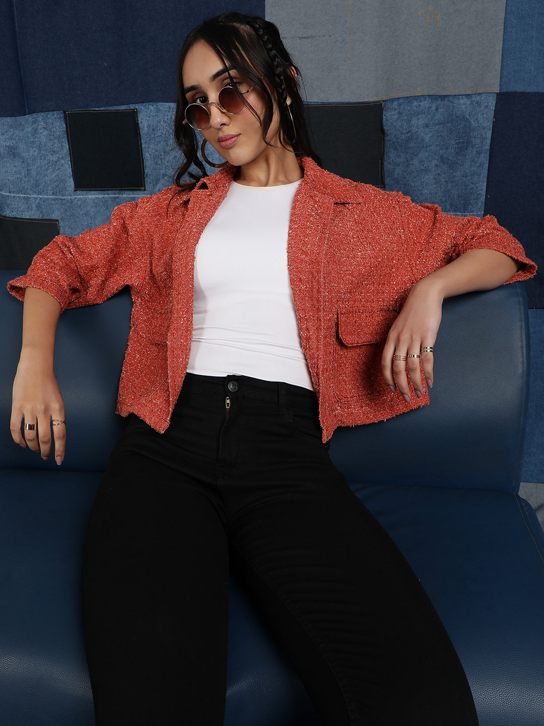 Rust Denim Crop Shirt