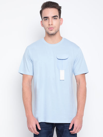 Men Blue Flap Pocket T-shirt