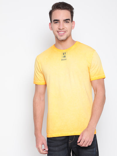 Men Yellow Printed T-shirt