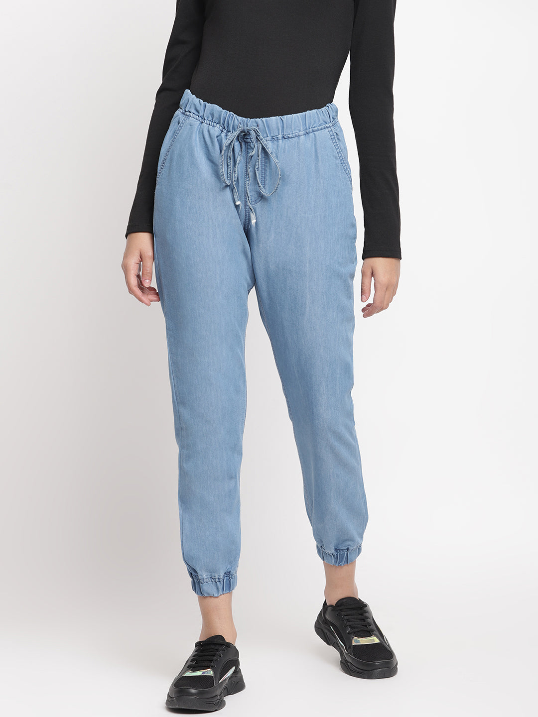 Women Light Weight Elasticated Denim Joggers
