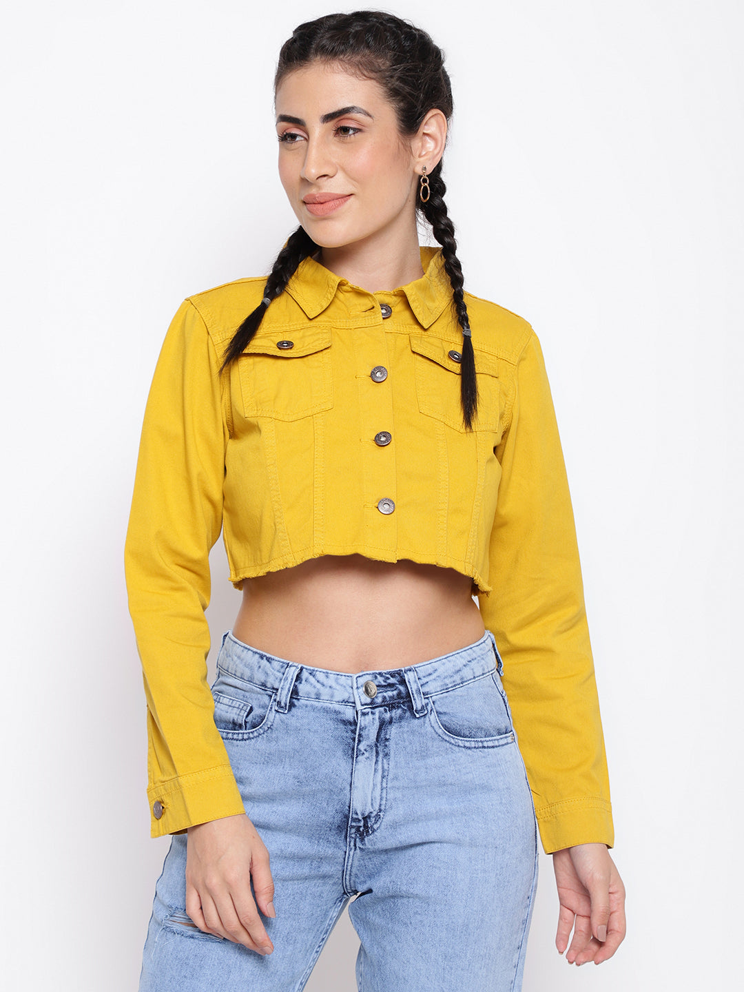 Mustard cropped jacket hotsell