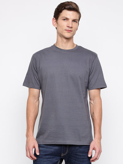 Grey Printed Cotton T-shirt