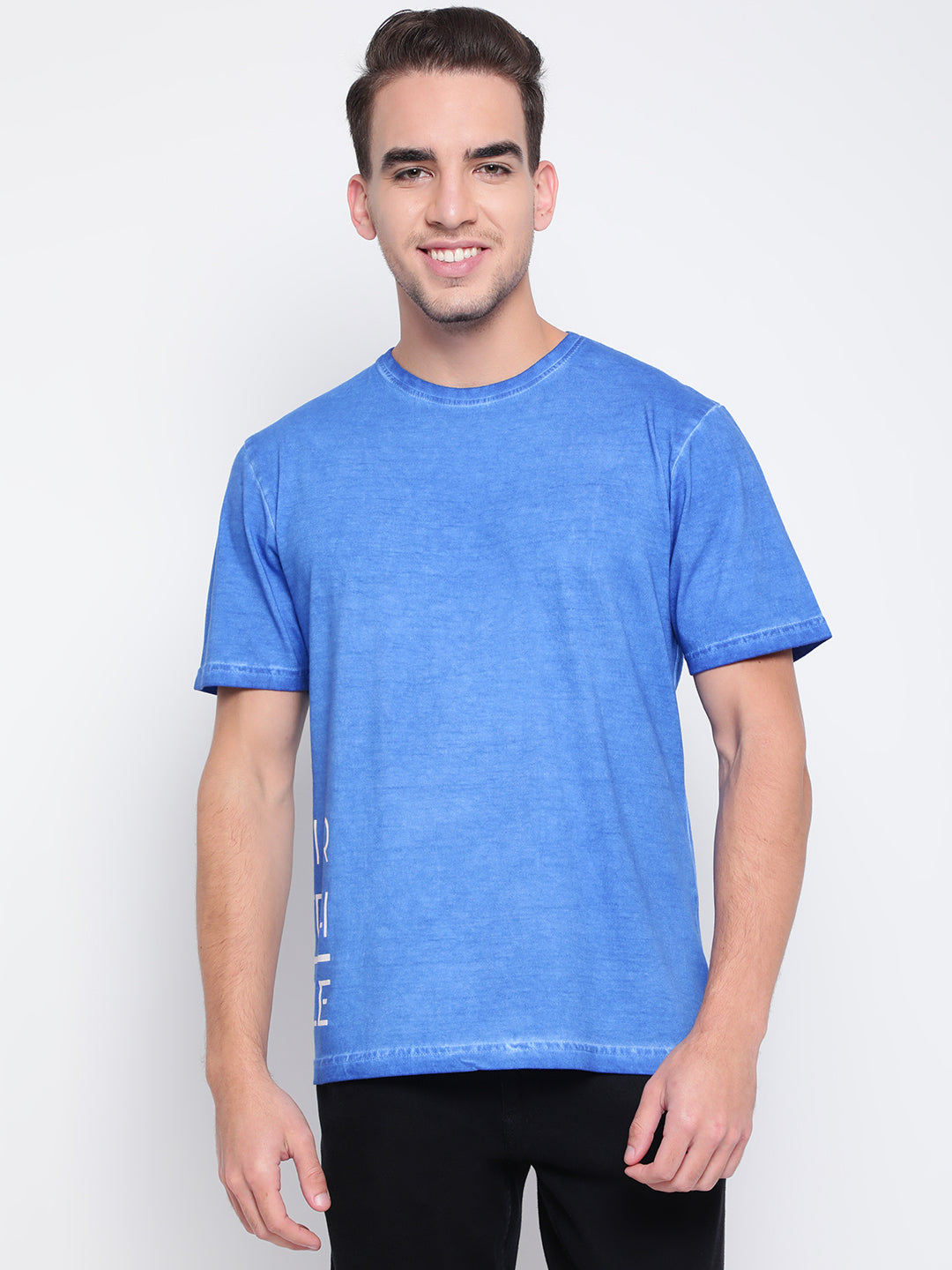 Men Blue Cotton T-shirt