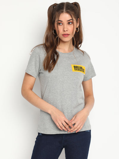 Women Grey Printed T-shirt