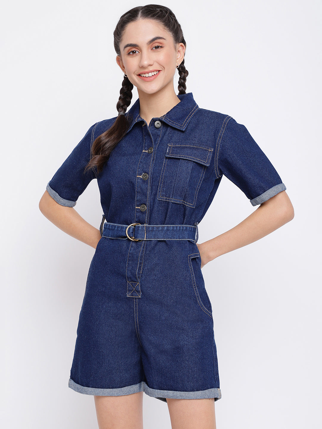 Dark Blue Denim Dungaree with belt