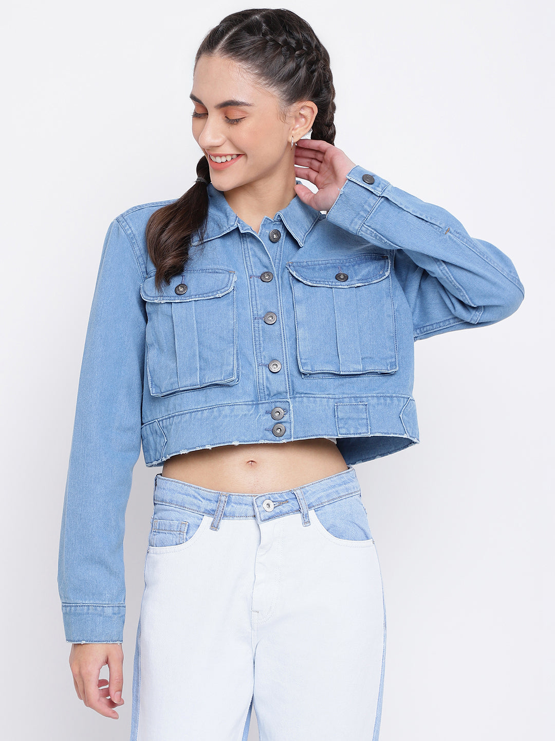 Mid Blue Cropped Jacket