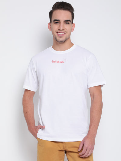 Men White Printed Cotton T-shirt