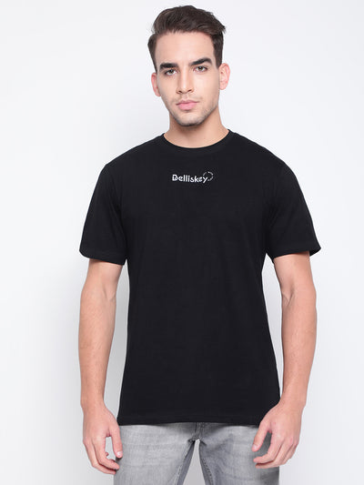 Men Black Printed Cotton T-shirt