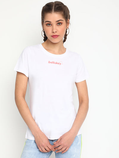Women White Cotton T-shirt