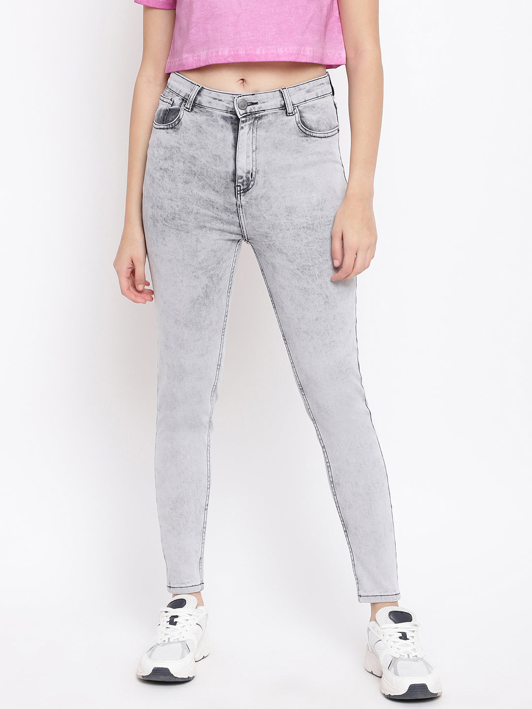 Grey Smokey High Waist Denim Jeans