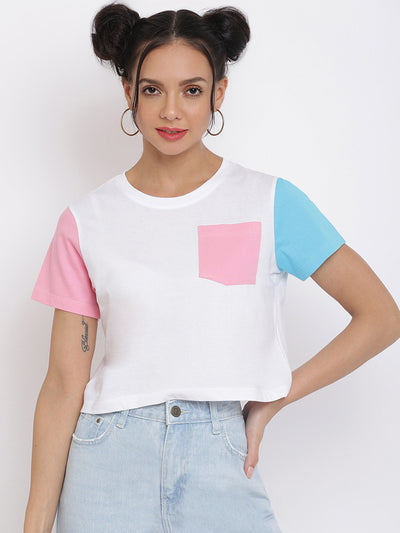 Women White Pantone Crop T-shirt