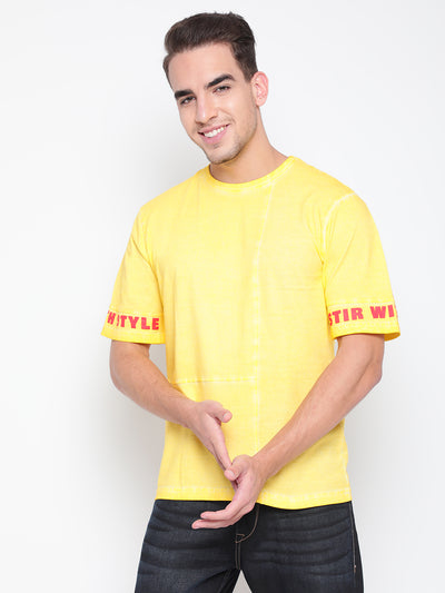 Men Yellow Cut & Sew T-shirt