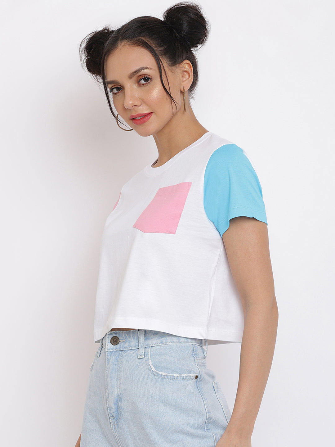 Women White Pantone Crop T-shirt