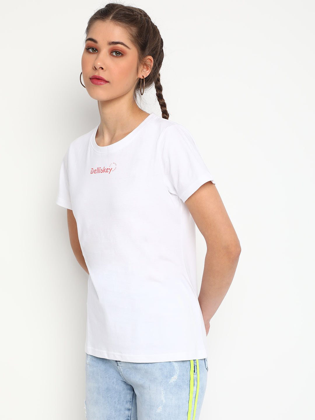 Women White Cotton T-shirt