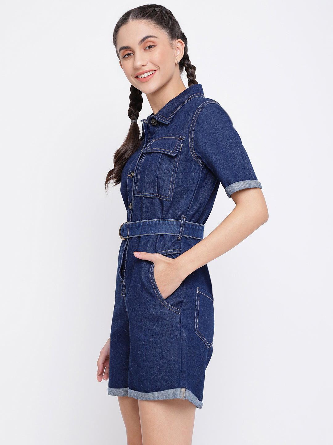 Dark Blue Denim Dungaree with belt