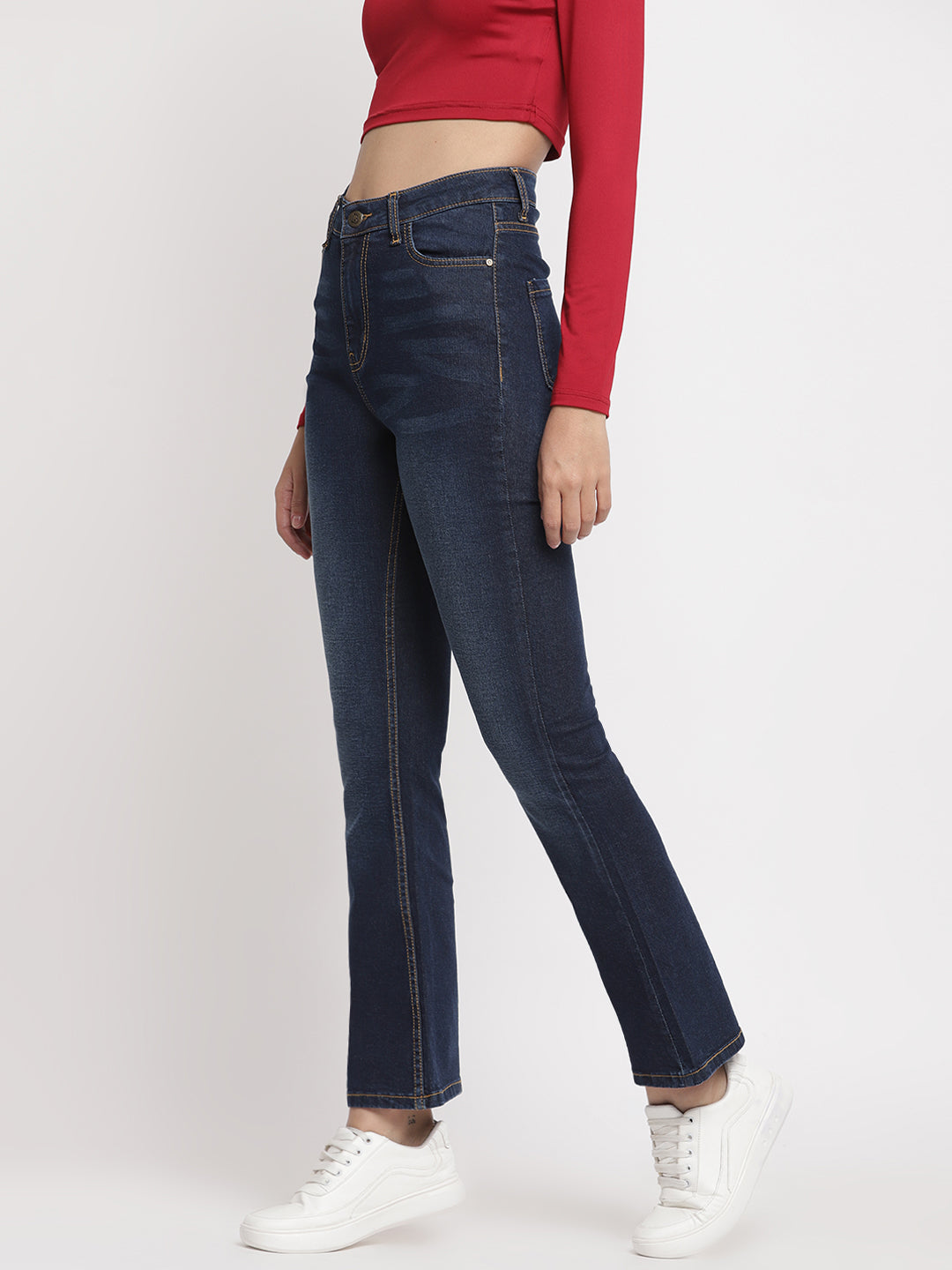 Women Dark Blue Boot Cut Jeans