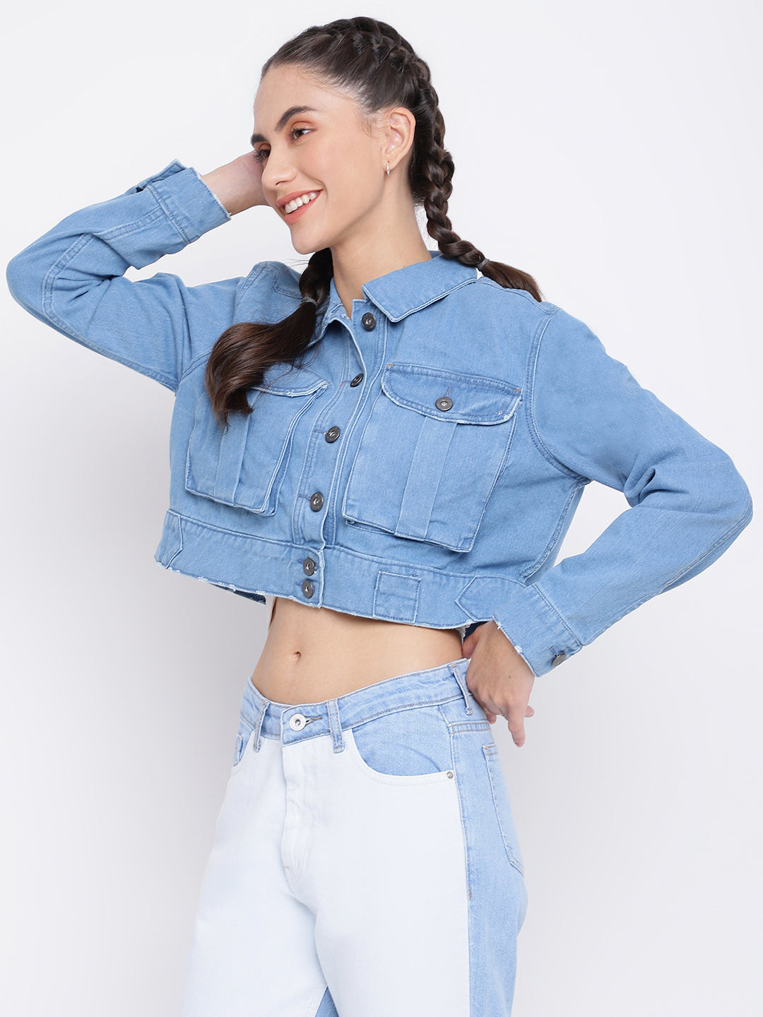 Mid Blue Cropped Jacket