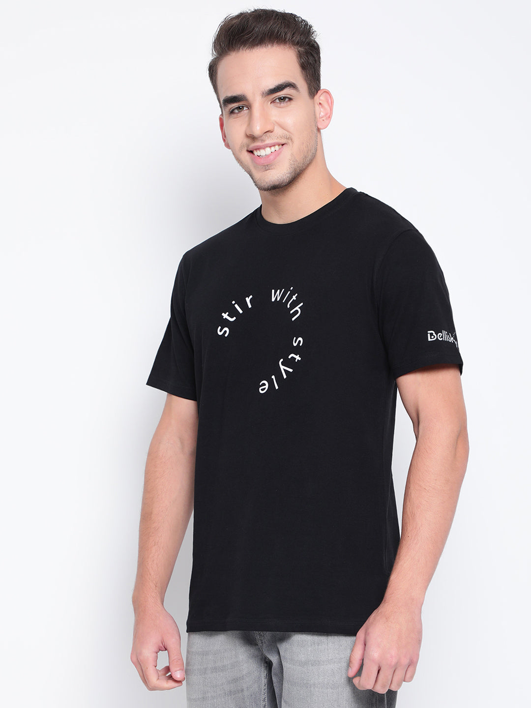Men Black Printed T-shirt