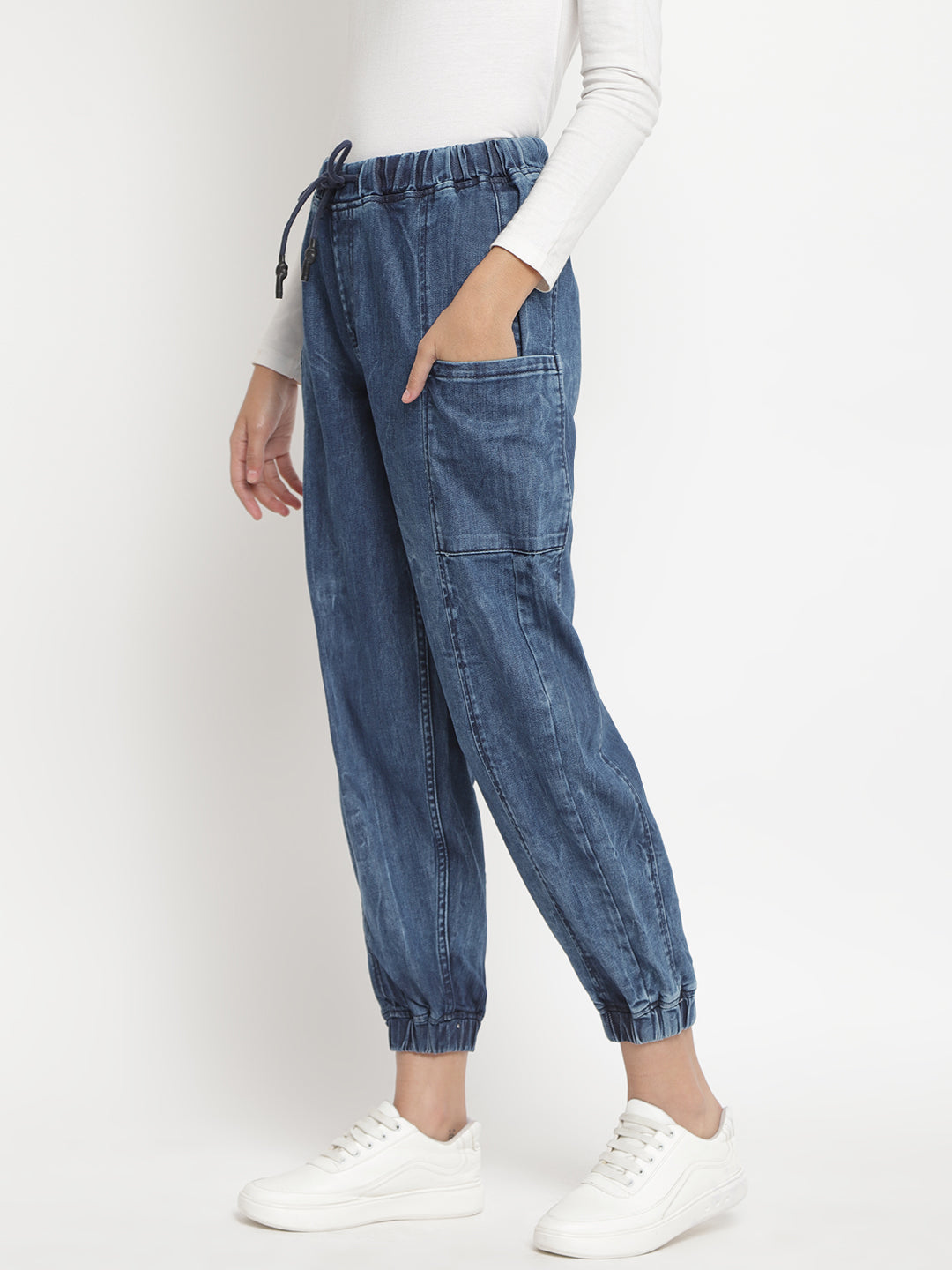 Women Elasticated Baggy Denim Jeans