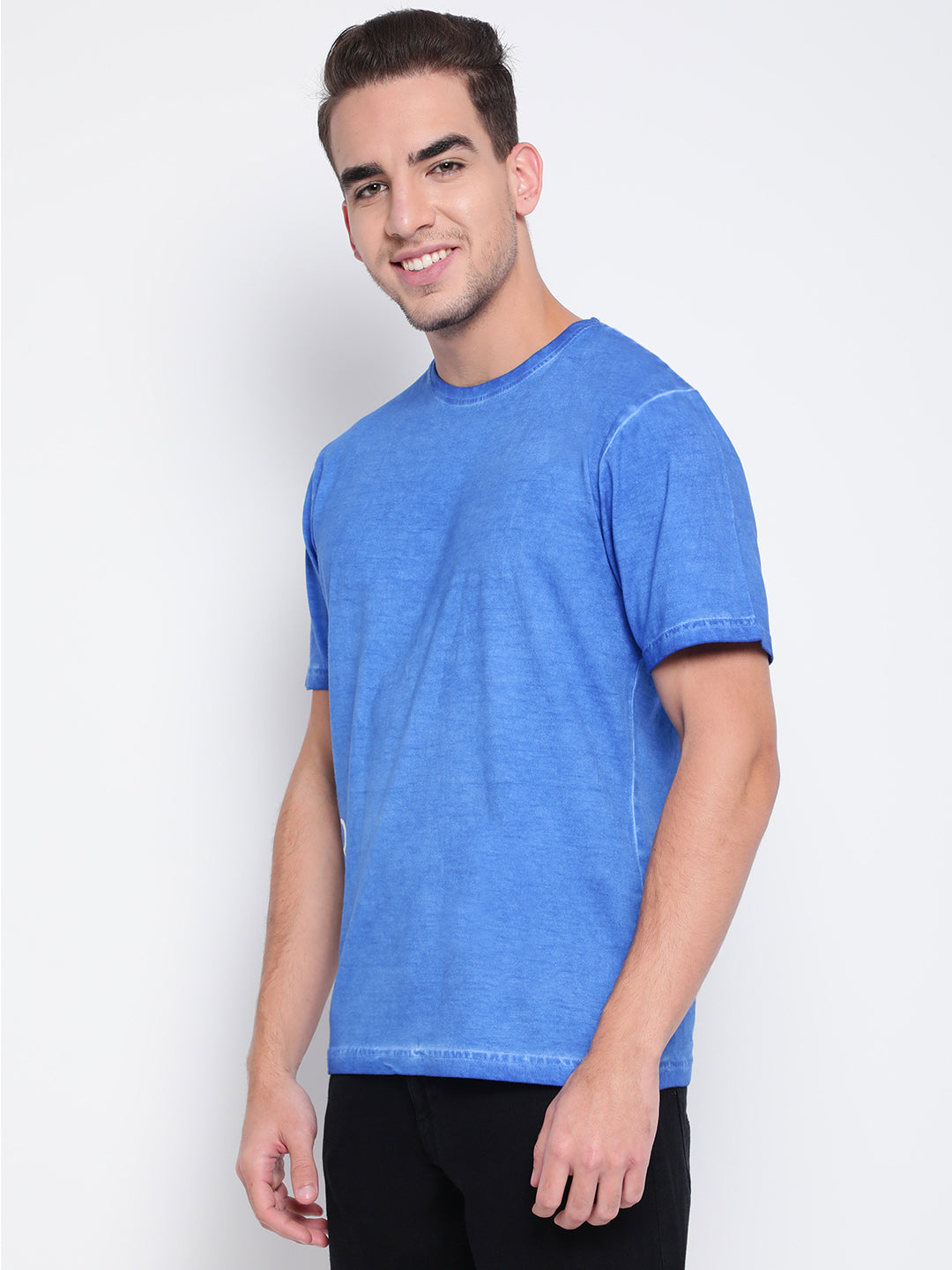 Men Blue Cotton T-shirt