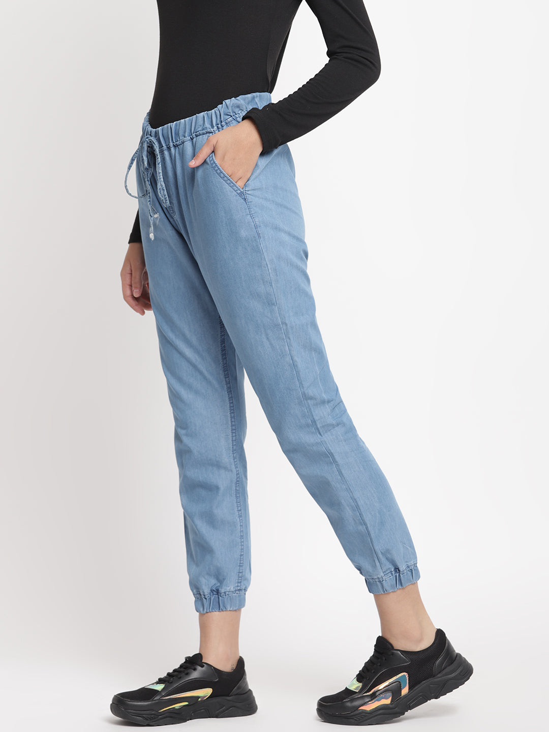 Women Light Weight Elasticated Denim Joggers