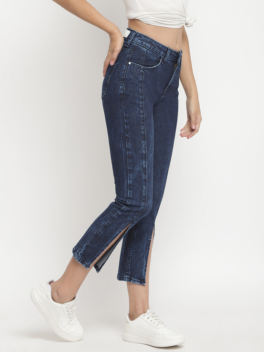 Women Asymmetrical Denim Tapered Jeans