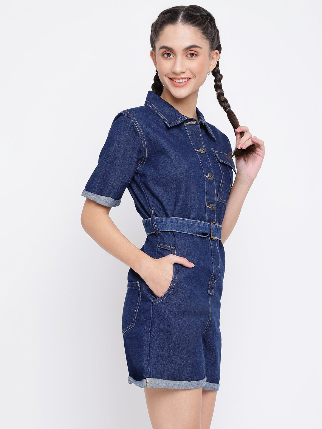 Dark Blue Denim Dungaree with belt