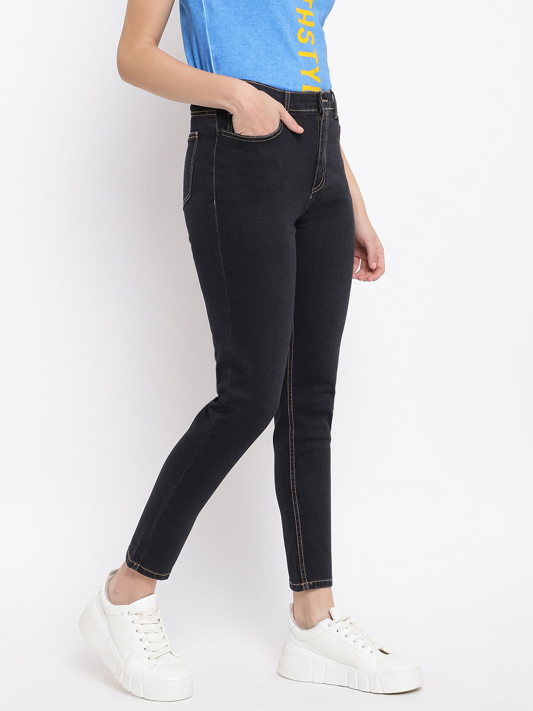 High Waist Black Slim Fit Jeans