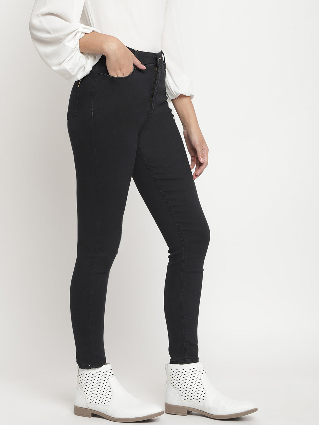 Women High Waist Black Super Skinny Denim Jeans