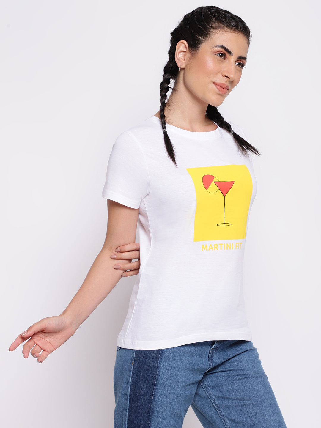 White Cotton Printed T-shirt