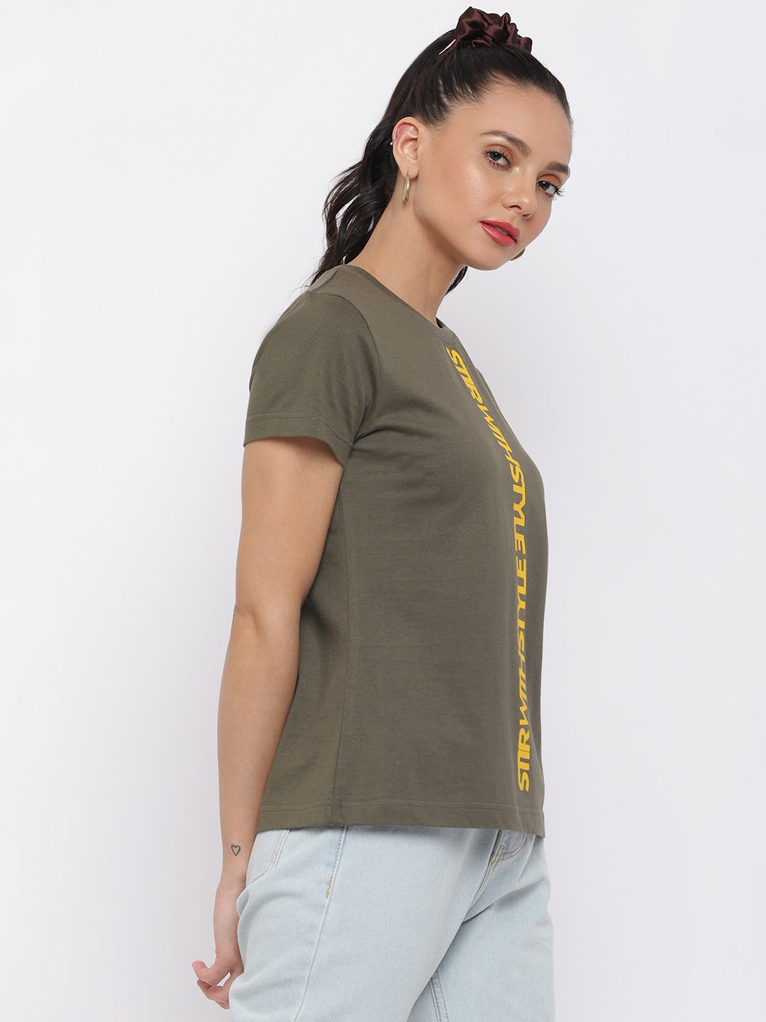 Women Olive Pantone T-shirt