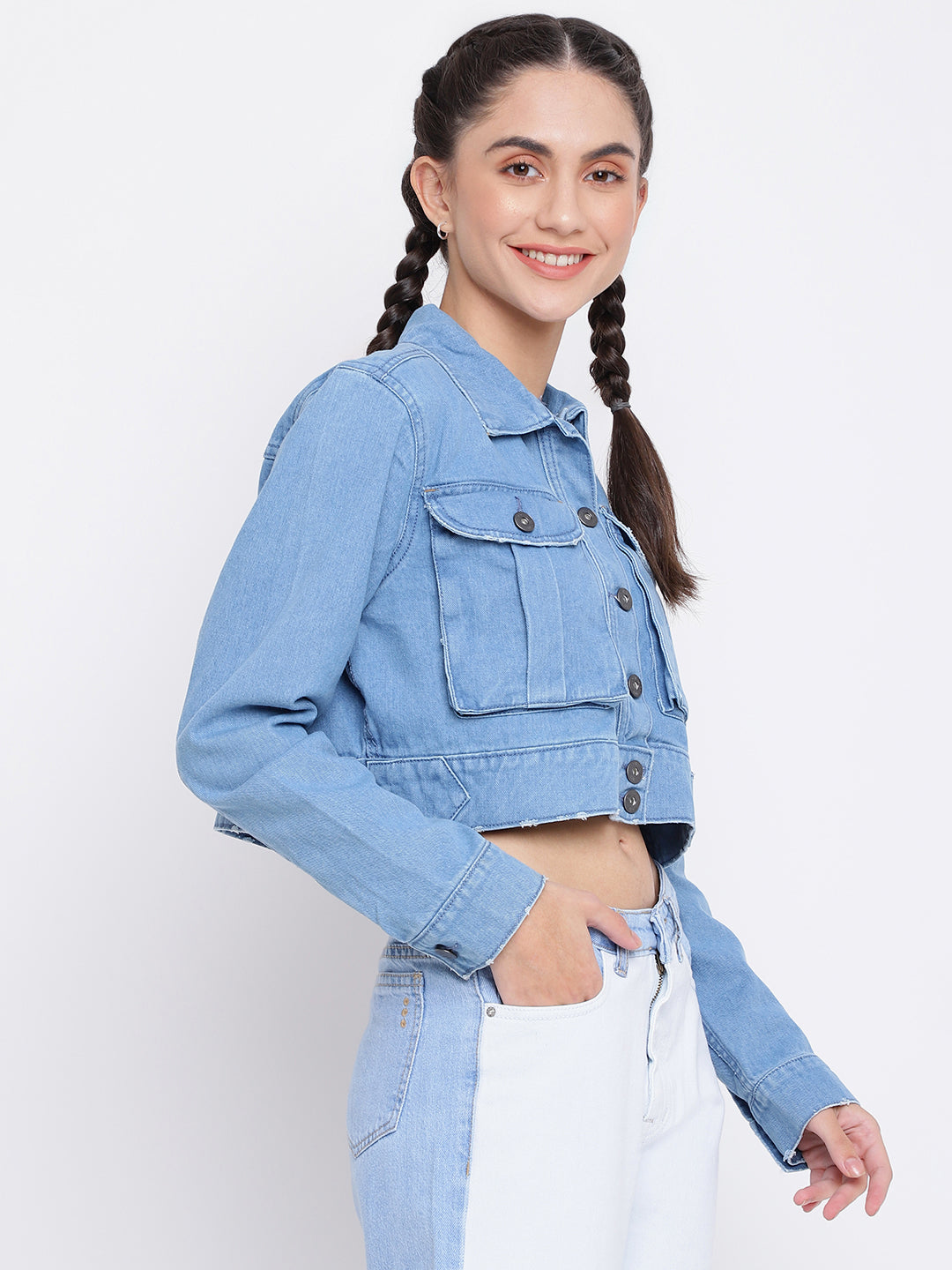 Mid Blue Cropped Jacket