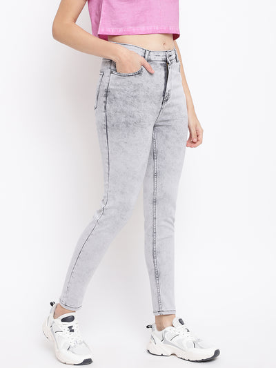Grey Smokey High Waist Denim Jeans