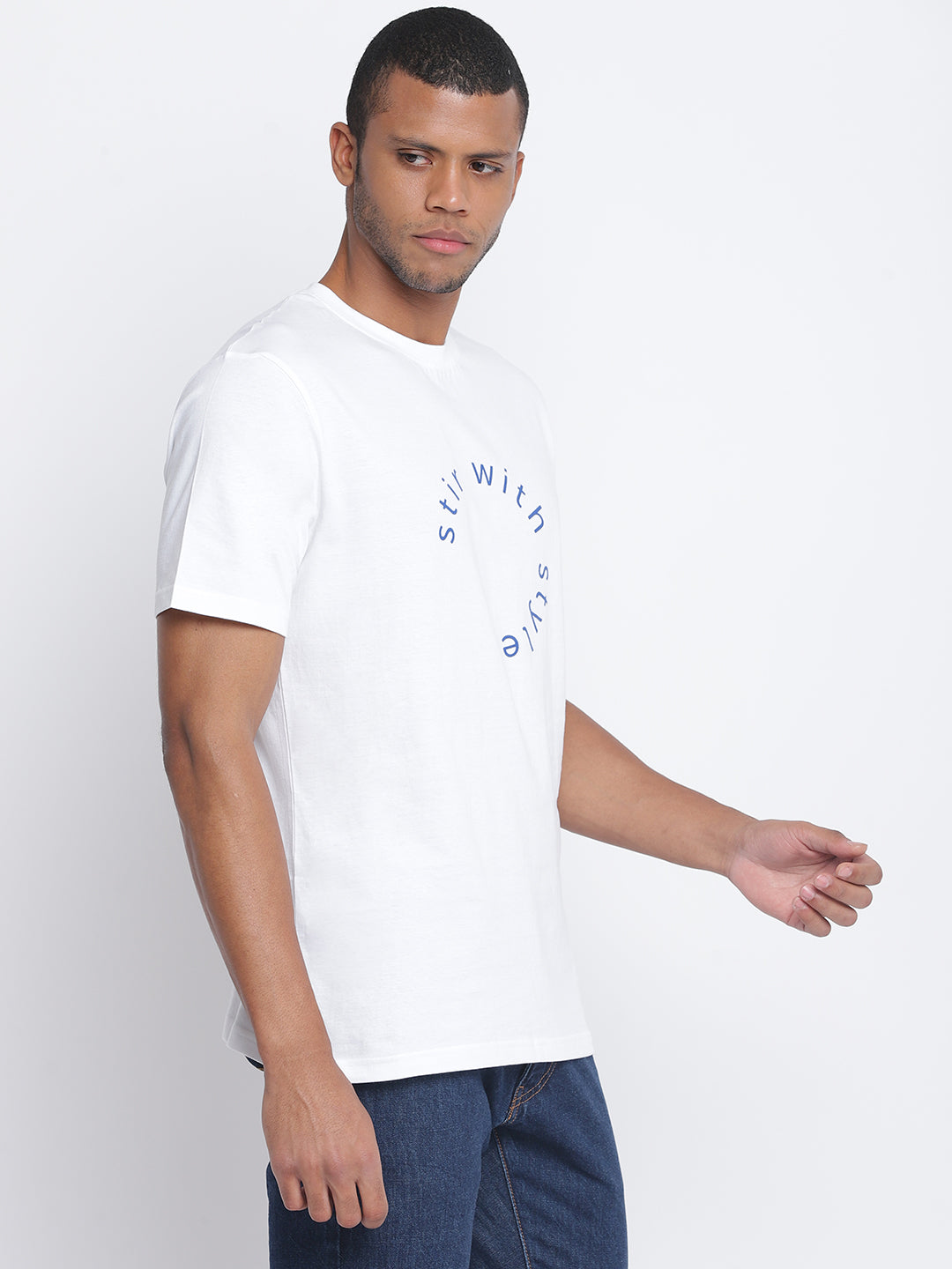 Men Printed White T-shirt