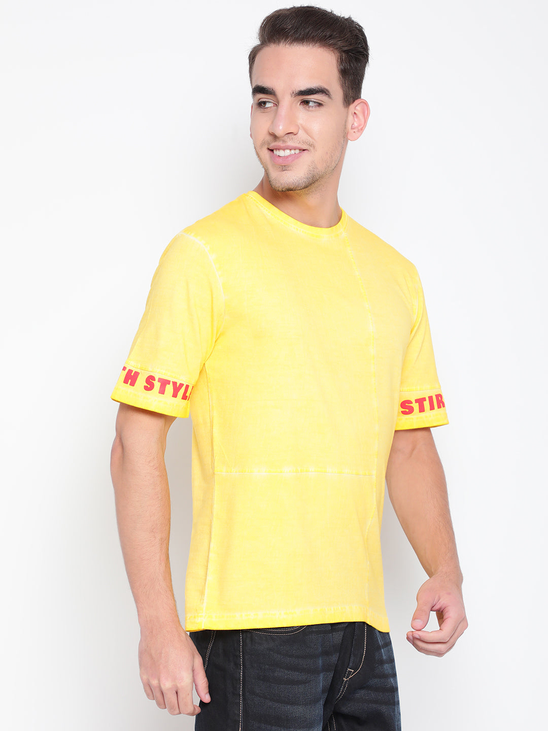 Men Yellow Printed T-shirt