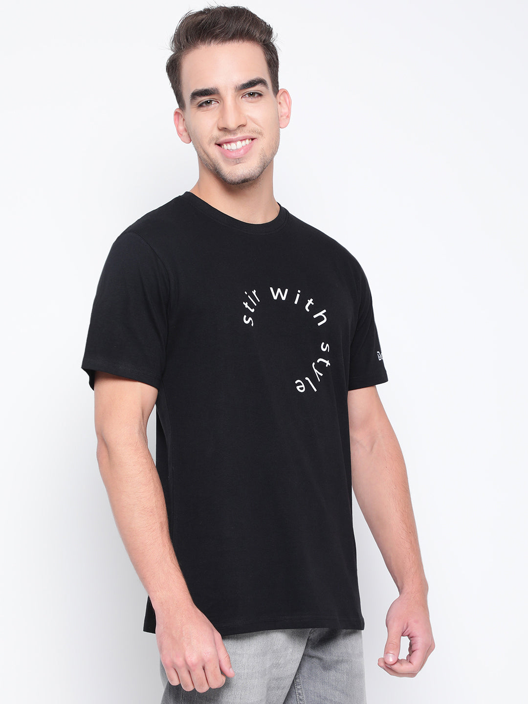 Men Black Printed T-shirt