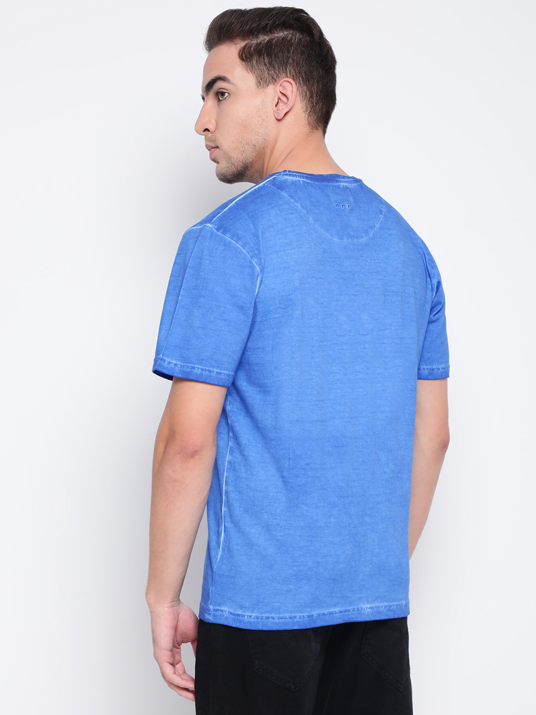 Men Blue Cotton T-shirt