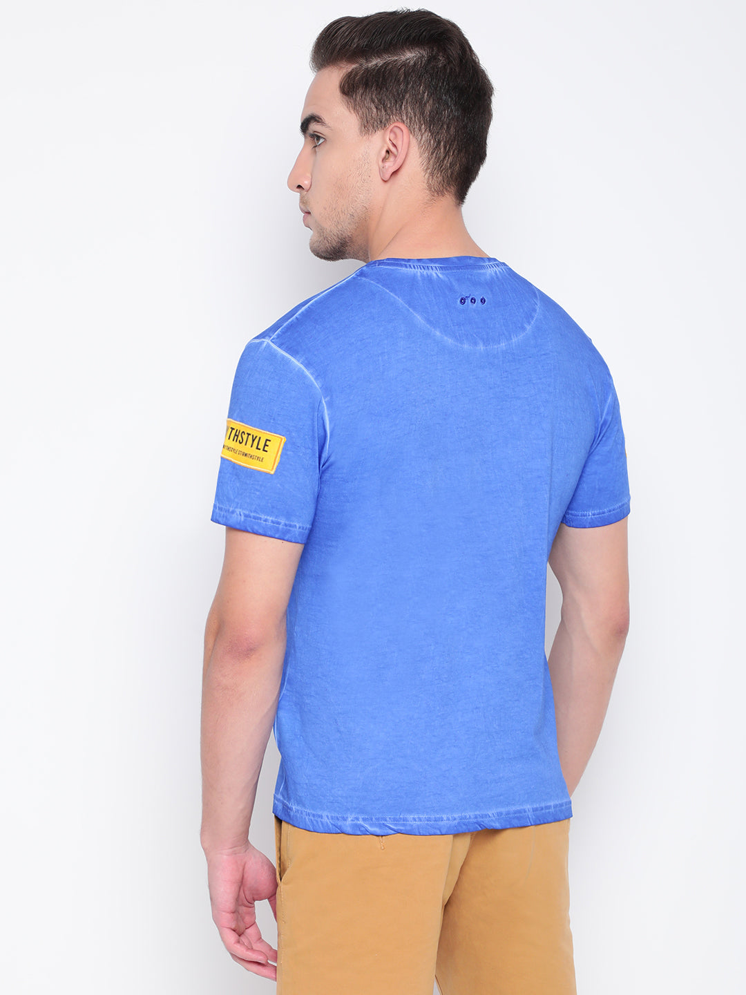 Men Blue Tape Detail T-shirt