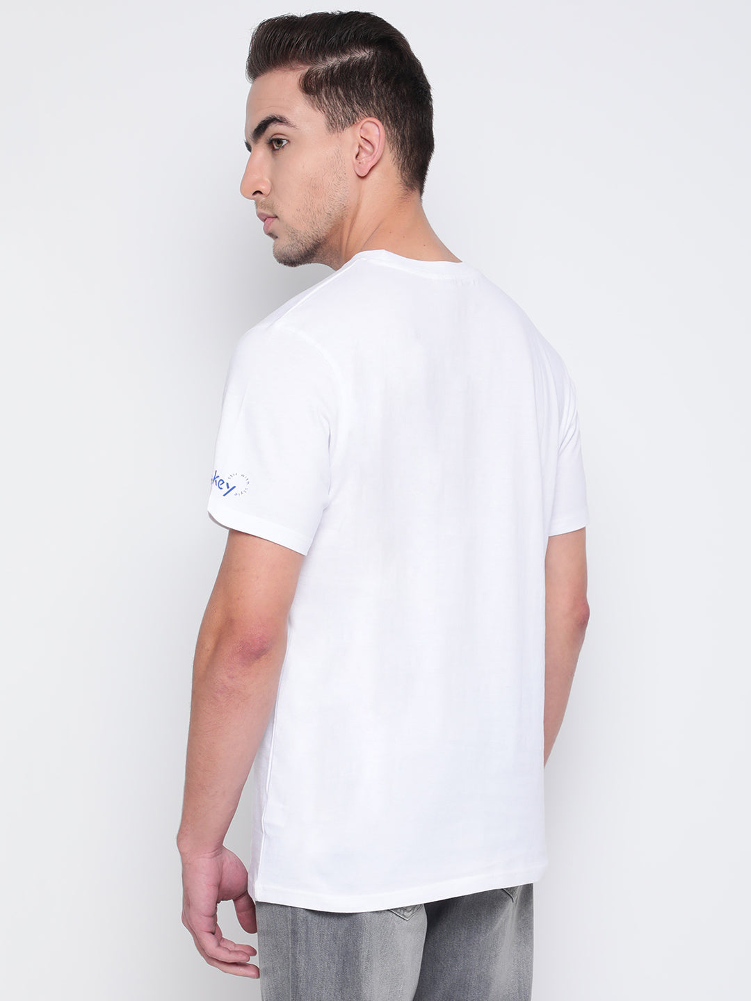 Men White Cotton T-shirt
